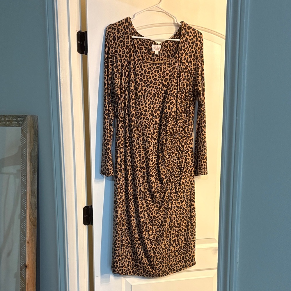 MATERNITY Leopard Print Long Sleeve Dress